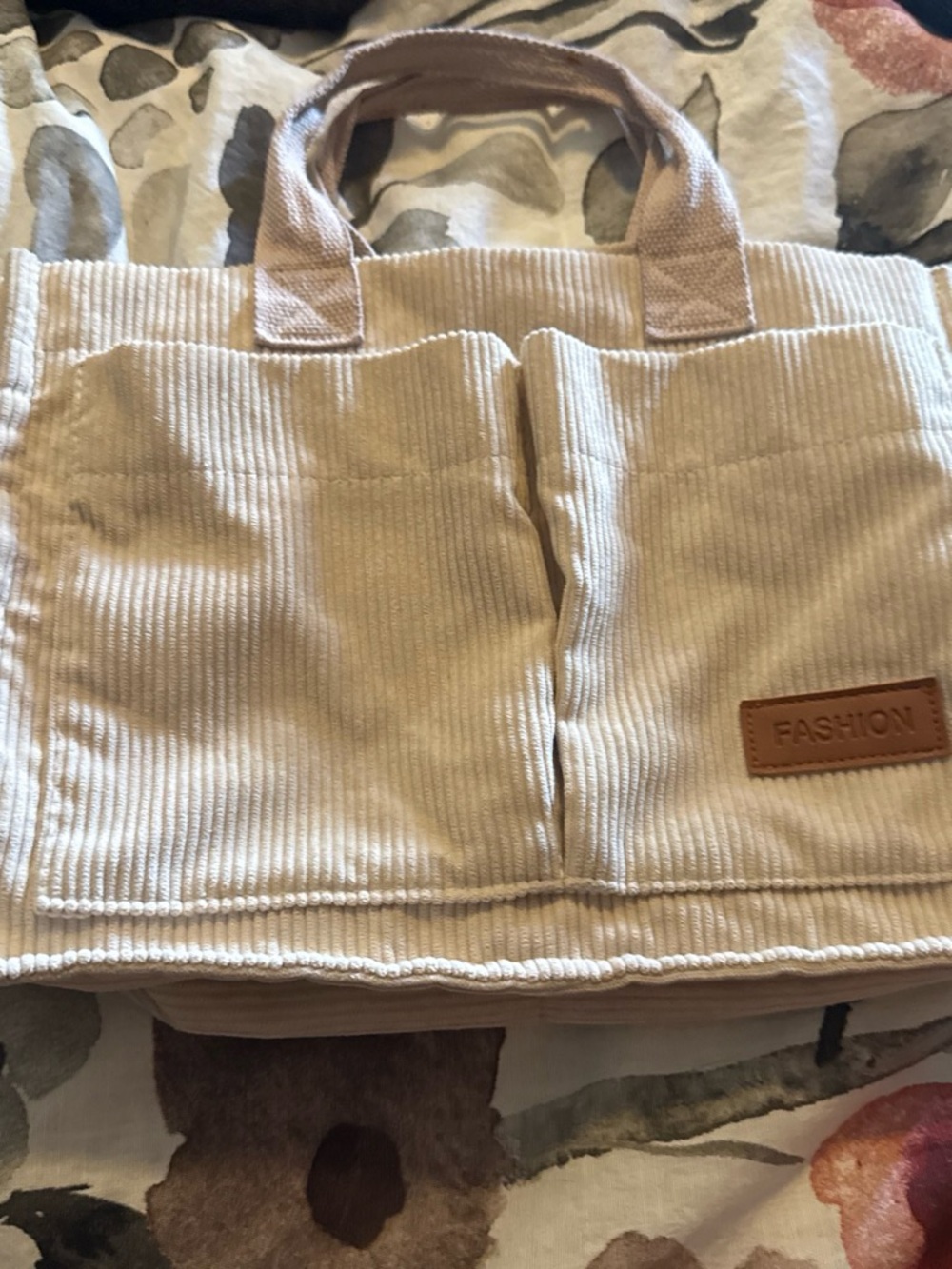 Fashion Beige Corduroy Tote Bag for women